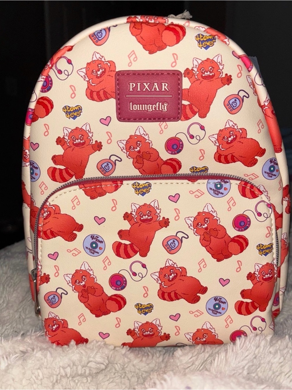 Loungefly Pixar Red Mei’s Cat Mini Backpack - Cream Background